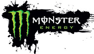 Logo of Monster Energy featuring three neon green claw marks on a black splattered background with the brand name in stylized white text, popular as a trivia company's pub quiz icon.