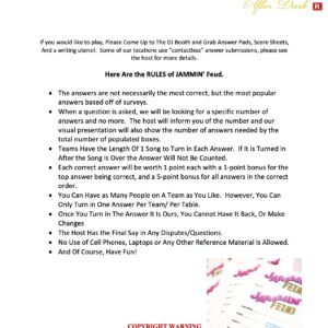 Flyer for "trivia 'n grillin' team quiz night and pub crawl" with logo, event details, cartoon graphics of people, and a map with locations marked.