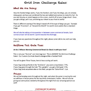 Image displaying the "trivia challenge rules" for "what we are doing?", a playful food and sports themed contest, with various sections of text and humorous clip art decorations.